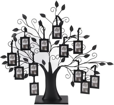 Dailygoods - Stamboom Fotolijst - Hangende Lijsten - Decoratieve Fototentoonstellingsboom - Kleur - Familie Wanddecoratie - Verstelbare Lintkwasten -...