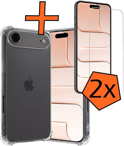 Hoes - Met Screenprotector - 2 Stuks - Geschikt voor Apple iPhone Air - Sterk & Shockproof - Siliconen Case - Back Cover - Telefoon Hoes - Shock Proof - Transparant