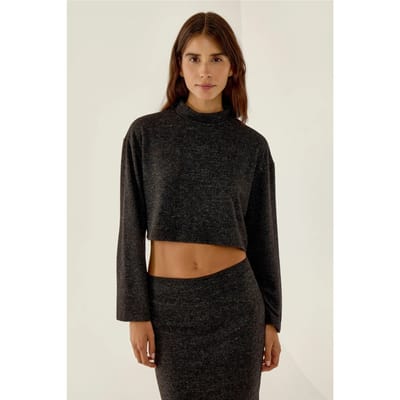 Relaxed Fit Halve Col Crop Blouse