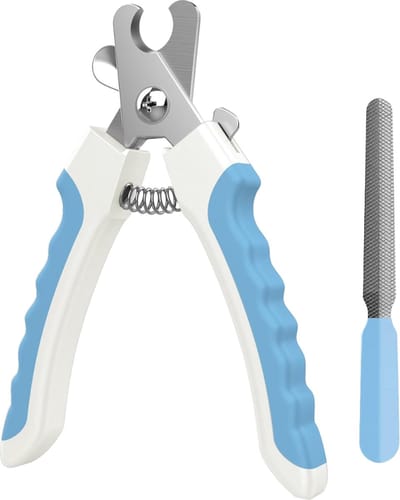 JAXY Nagelknipper Hond en Kat - Nagelschaar - Nageltang - Met Veiligheidsstop - Inclusief Nagelvijl - Blauw/Wit
