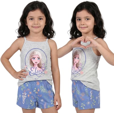Frozen ELSA Meisjespyjama van katoen, tweedelige zomerpyjama met spaghettibandjes OEKO-TEX