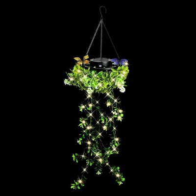 Zonne Tuinverlichting - Slingerlamp Kunstplant - Buiten Decoratie - Realistische Klimopbladeren - 75 cm - Groen