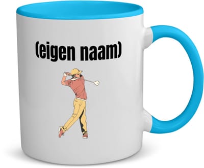 Akyol - golfer man met eigen naam koffiemok - theemok - blauw - Golf - golfers - leuk cadeau voor iemand die houdt van golfen - cadeau - kado - 350 ML inhoud