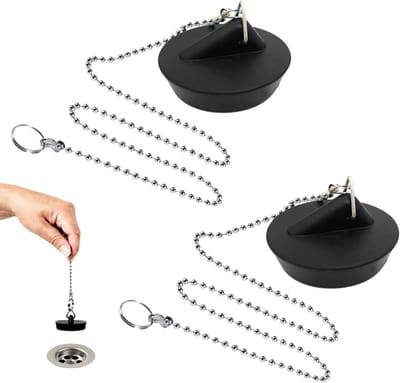 Afvoerstop 2 stuks - Gootsteenstop Rubber - Water Dicht Houden - Goede Afdichting - Universele Maat - Zwart