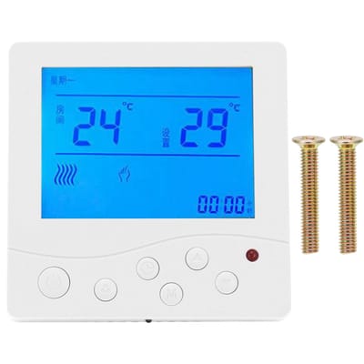 Thermostat de climatisation centrale à ventiloconvecteur Contrôleur de température LCD intelligent Interrupteur de thermostat blue