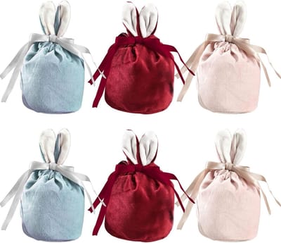 Set van 6 Pasen Tassen voor Vulling, Herbruikbare Stoffen Tassen, 16 x 14 cm, Perfecte Cadeautassen en Paasmanden voor Feestdagen