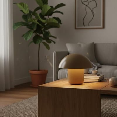 LUSENZ Javera - Mushroom lamp 25 cm - Dressoir lamp - E14 fitting - Brons metaal - Met aan/uit-schakelaar