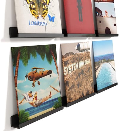 Dailygoody - Zwevende Planken - Vinyl Platen - Decoratieve Muurplanken - Zwart Acryl - Opslag en Organisatie - Geschikt voor Slaapkamer en Woonkamer