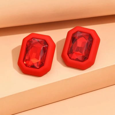 Strass oorbellen voor vrouwen vierkante oorbellen trend geometrische kantoor feest cadeau mode sieraden rood