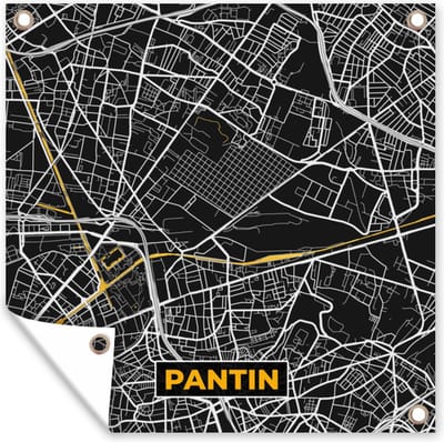 Tuin poster Kaart - Plattegrond - Pantin - Stadskaart - Frankrijk - 200x200 cm - Tuindoek