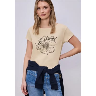 Shirt met korte mouwen en bloemen Artwork