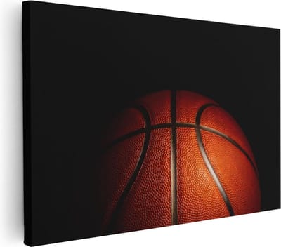 Artaza Canvas Schilderij Basketbal - 30x20 cm - Klein - Wanddecoratie Mancave - Muurdecoratie Kantoor - Schilderijen Op Canvas