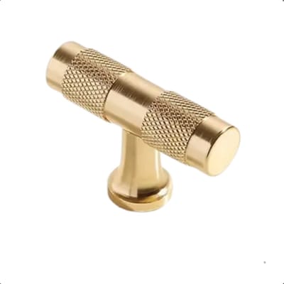 Kastknoppen Erie T-Greep Goud - Kastknop - Meubelknop - T-Greep Ribbel - Knoppen voor keukenkast - deurknopjes - Meubelknoppen / Kastknoppen Goud