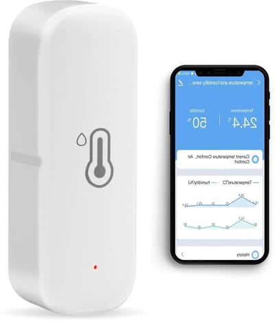 Wifi Thermometer - Vochtigheidssensor - Binnenklimaat Monitoren - App Meldingen - Compact Formaat - Wit