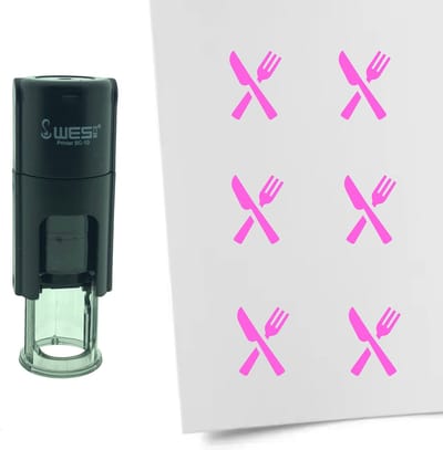 CombiCraft Stempel Bestek 10mm rond - roze inkt