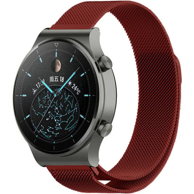 Strap-it Smartwatch bandje Milanese - geschikt voor Huawei Watch GT / GT 2 / GT 3 / GT 3 Pro 46mm / GT 4 46mm / GT 5 & 5 Pro (46mm) / GT 4 46mm / GT 5 & 5 Pro (46mm) / GT 2 Pro / GT Runner / Watch 3 - Pro / Watch 4 (Pro) / Watch Ultimate - Rood