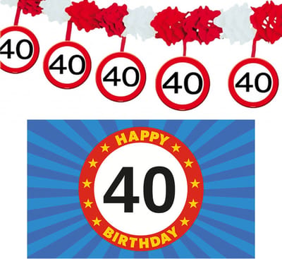 40 jaar leeftijd verjaardag slinger en vlag 150 x 90 feestartikelen versiering pakket