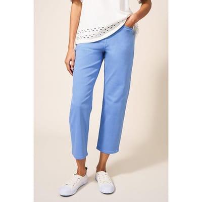 White Stuff Blake Straight Crop Jean Mid Blue Maat: 18 REGULAR | Straight Jeans Outlet | Dames | Blauw
