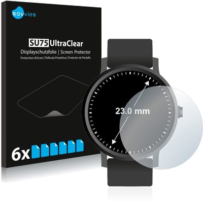 Savvies - Screenprotector voor Horloges (Rond, ø: 23 mm) - Folie Beschermfolie transparant 6 Stuks
