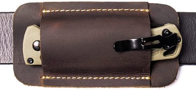 VHV - Messenhoes - Messenhouder riem - Zakmes hoesje - Lederen messenhoes - Compact - Stevig - Voor kamperen, outdoor en jacht - 11.7*4.5cm - Koffiebruin