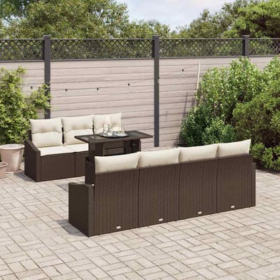 vidaXL - Tuinbank - Set - 8 - st - Bruin - en - Crème - poly - rattan