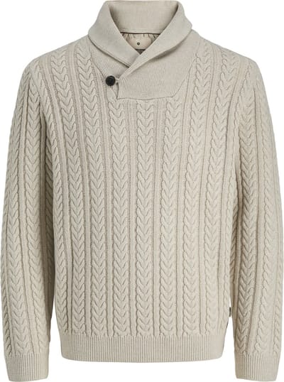 JACK&JONES - JPRBLUSEAN KNIT CABLE SHAWL NECK - Heren - Gebreide truien