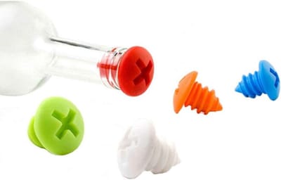Silicone Wijnstop Set van 5 - Schroefvormige & Luchtdichte Herbruikbare Kurken - Voor Wijn, Olie en Azijn - Lekdicht en Kleurrijk Keukenaccessoire