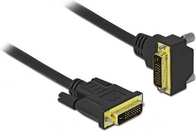 DVI-D Dual Link monitor kabel - 1x haaks - verguld / zwart - 1 meter