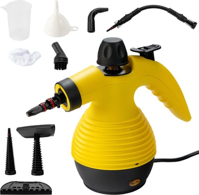 COSTWAY Handstoomreiniger, 1050 W, stoomdruk: 3 bar, temperatuur: tot 140 °C, opwarmtijd: 3-5 min., tank: 350 ml, stoomreiniger voor alles met 9 accessoires