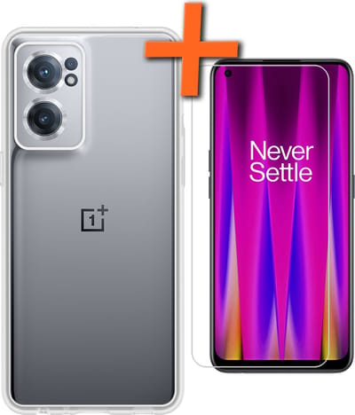 Hoes - Met Screenprotector - Geschikt voor OnePlus Nord CE 2 - Sterk & Shockproof - Back Cover - Siliconen Case - Telefoon Hoes - Transparant