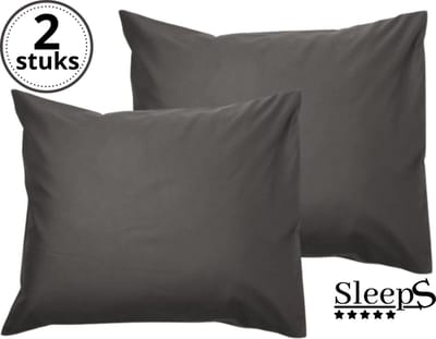 Sleeps - Kussenslopen - Set van 2 Stuks - Antraciet - 60x70cm - 100% Hoogwaardige 20A Katoen - Zacht Katoen - Strijkvrij -