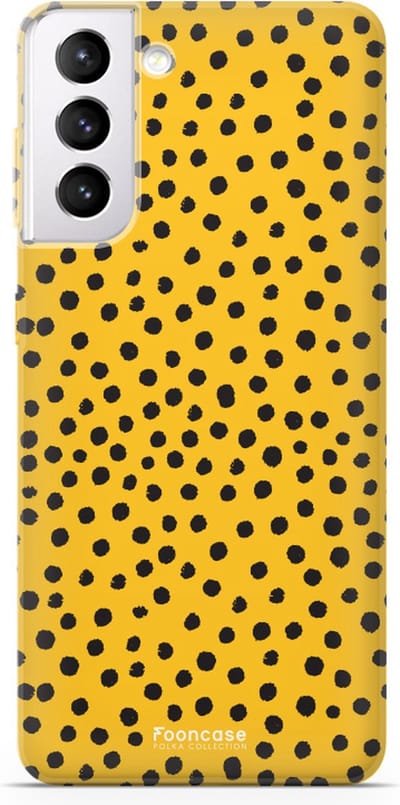 Fooncase Hoesje Geschikt voor Samsung Galaxy S22 Plus - Shockproof Case - Back Cover / Soft Case - POLKA / Stipjes / Stippen / Oker Geel