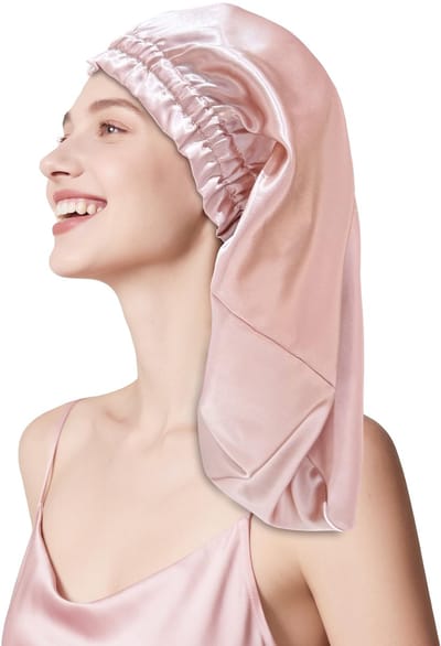 Dailygoods- Zijden Bonnet 100% Moerbeizijde - Luxe Slaapmuts - Ademend - Drukvrij - Ideaal voor Lang/Krullend Haar - 58 cm