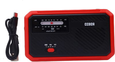 Noodradio met slinger - Draagbare radio - Buitenactiviteiten en noodsituaties - Met LED zaklamp en SOS