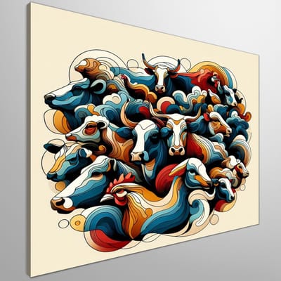 Abstract vee schilderij | Verrassende Elegante Verbeelding van Dieren in Abstracte Kunstvorm | Kunst - 60x60 centimeter op Canvas | Foto op Canvas