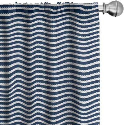ABAKUHAUS Blauw-Witte Voorhangen 2x75x175 cm – Microvezel, halfdonker