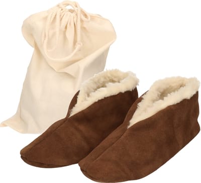 Bruine Spaanse sloffen/pantoffels van echt leer/suede voor dames/heren maat 37 met handige opbergzak