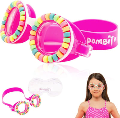Zwembril voor kinderen met UV-bescherming en condensvrije lens, grappig ontwerp met brillenetui