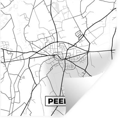 Muurstickers - Sticker Folie - Plattegrond – Peer – Zwart Wit – Stadskaart - Kaart - België - 100x100 cm - Plakfolie - Muurstickers Kinderkamer - Zelfklevend Behang XXL - Zelfklevend behangpapier - Stickerfolie