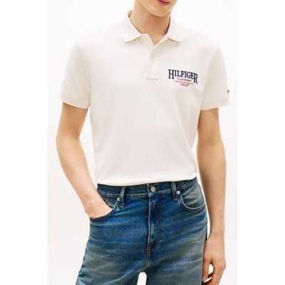 Tommy Hilfiger Left Chest Graphic Polo Ivory Petal Größe: XS | Poloshirts Outlet | Herren | Weiß