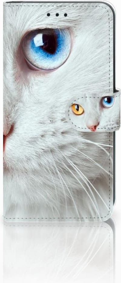 Xiaomi Mi A2 Lite Telefoonhoesje met Pasjes Witte Kat