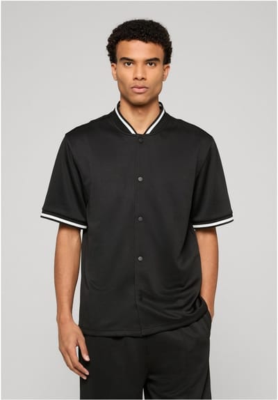 Urban Classics - Interlock Baseball Overhemd - S - Zwart