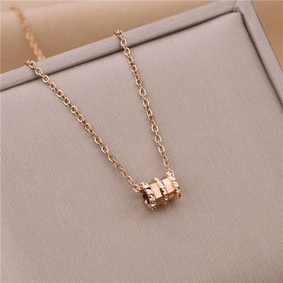 Collier Choker Pendentif Cylindre Spirale Acier Inoxydable Pour Femmes Cadeau Or Rose Mode Bijoux de Luxe Nouvelle Tendance gray
