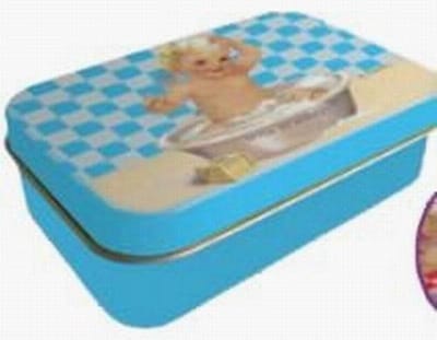 Metalen blik voor zeep Bébé bleu - Vintage voorraadblik - Franse handzeep - Marseille zeep Marseillezeep