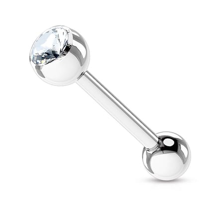 Piercing met zirkonia steen 1.6x16 - wit - LMPiercings