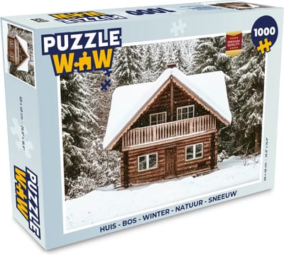Puzzel Huis - Bos - Winter - Natuur - Sneeuw - Legpuzzel - Puzzel 1000 stukjes volwassenen