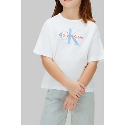 Calvin Klein Girls Seasonal Monologo Ss White Taglia: 6 | T-shirt Outlet | kids | Bianco