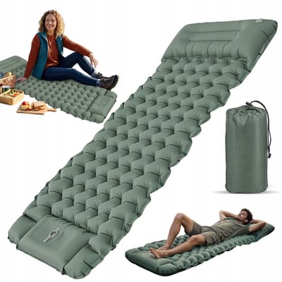 Luchtbed - Slaapmat - Opblaasbaar matras - Opblaasbaar Kampeerbed met Ingebouwde Pomp - Groen - Waterdicht en scheurvast TPU - 200x66x9cm - Voor 1 Persoon
