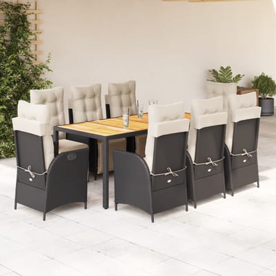 vidaXL - 9-delige - Tuinset - poly - rattan - zwart