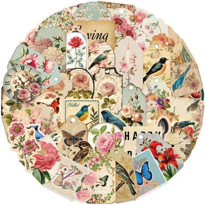 Meer Leuks - Stickerset Nature Labels - 50 stuks - Natuur - Label - Vogel - Vlinder - Bloemen - Planten